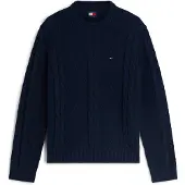 Tommy Hilfiger Maglione Jeans uomo blu scuro in maglia intrecciata