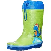 Playshoes Stivale di gomma 'Dino' blu / lime / arancione