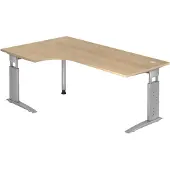 Hjh OFFICE PRO US82 höhenverstellbarer Schreibtisch eiche L-Form