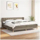 vidaXL Letto a molle con materasso Taupe 200x200 cm in tessuto