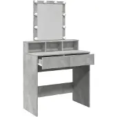vidaXL Tavolino da toilette con illuminazione LED grigio cemento 80x41x144,5 cm