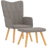 vidaXL Poltrona relax con sgabello in tessuto taupe
