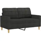 vidaXL Set divano 3 pezzi con cuscini in tessuto nero