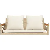 vidaXL Panca sospesa con cuscini Beige 109x62x40 cm Poly rattan