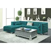 AEA Ecksofa Chesterfield Textil Samt Polster Sofa Couch Sitz Eck Garnitur Turkis