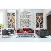 Xl Moebel Gmbh Chesterfield Grau-Rote Sofagarnitur Designer Luxus Polstercouchen 4tlg