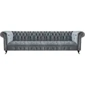 AEA Divano Chesterfield a quattro posti grigio, divano per il salotto