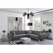 AEA Ecksofa L-Form Eckcouch Sofa Couch Schlafsofa Chesterfield Metall Grau