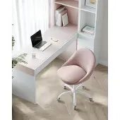 Songmics Sedia da ufficio, sedia girevole, sedia da scrivania, rosa