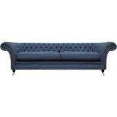 AEA Luxus Sofa Couch Zweisitzer Blau Textil Stoff Wohnzimmer Chesterfield