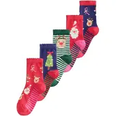 Next Calzino 'Rich Christmas Character' navy / verde scuro / rosso / bianco