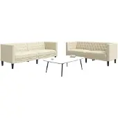 vidaXL Set di divani Chesterfield a 2 pezzi in Pelle finta crema