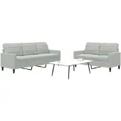 vidaXL Set divano 2 pezzi con cuscini in velluto grigio chiaro
