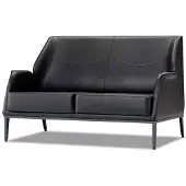 AEA Luxuriöse Schwarze Ledercouch Designer Polstermöbel Moderner Zweisitzer