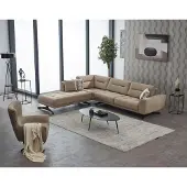 AEA Garnitur Sofa Ecksofa L-Form Sessel Polstersofa Beige Couch Stoffsofa