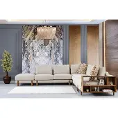 AEA Bequem Beige Ecksofa L-Form Modern Textil Sofa Wohnzimmermöbel Eckgarnitur