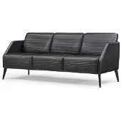 AEA Designer Schwarze Ledercouch Wohnzimmer Dreisitzer Luxus Polstermöbel