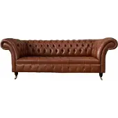 AEA Chesterfield Sofa 3 Sitzer Braun Modern Polster Leder Wohnzimmer Design