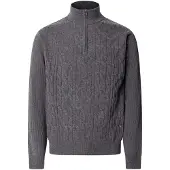 Hackett London per uomo. HM7000251 Maglione con zip Lambswool Cable Hzip grigio medio (M), Lana, Classico