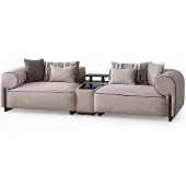 AEA Beiges Modernes 3-Sitzer Sofa mit Ladefunktion Wohnzimmer Couch