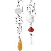 Pilgrim Orecchini 'Trace' arancione scuro / rosso / argento