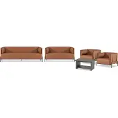 AEA Braune Arbeitszimmer Sofagarnitur Designer Sitzmöbel Ledermöbel 5tlg