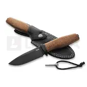 Lionsteel Acha AH B BLN Blackwashed M390, Natural Burlap Micarta, Black Titanium Guard, coltello fisso
