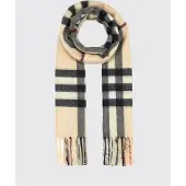 Burberry Sciarpa in puro cashmere con motivo check e fondo sfrangiato