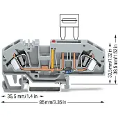Wago 2-L blocco fusibili 282-698/281-434 grigio per fusibile veicolo 24V