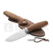 Lionsteel Acha AH BLN Satin M390, Natural Burlap Micarta, Titanium Guard, coltello fisso