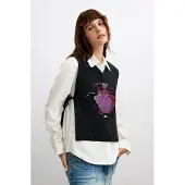 Desigual Camicia da donna lilla / rosa / nero / bianco