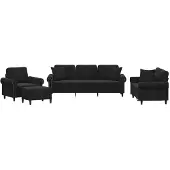 vidaXL Set divano 4 pezzi con cuscini in velluto nero
