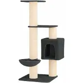 vidaXL Tiragraffi per gatti con colonne in sisal, grigio scuro, 137 cm
