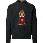 Hackett London per uomo. HM7000259 Maglia Heritage Harry Crew grigia (M), Casual, Grigio, Lana, Classico, Manica lunga