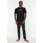 Trendyol Pigiama lungo nero / bianco