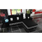 AEA Divano componibile imbottito di design, angolare, in pelle, illuminato