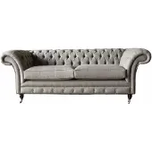 AEA Englische Chesterfield Sofa Couch Büro Möbel Dreisitz Samt 230cm Grau