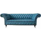 AEA Blauer Dreisitzer Samt Couch Wohnzimmer Couchen Sofa Sitzmöbel Sofa Chesterfield