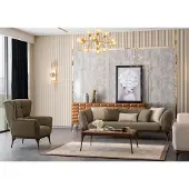 AEA Couchgarnitur Wohnzimmer Set Sofa 3 Sitzer Sessel Couchtisch Couch Grün