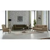 AEA Komplette Couchgarnitur Dreisitzer Sessel Grün 3tlg Stoffsofa Couchen 3+3+1