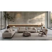 AEA Wohnzimmer Set 3 Sitzer Sofa Sessel Modern Grau Zeitgenössisch