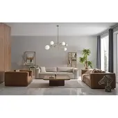 AEA Braun-Beige Sofagarnitur Deisnger 4-Sitzer Leder 3-Sitzer Sessel 3tlg