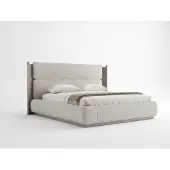 AEA Modernes Polsterbett Creme Doppelbett Schlafzimmer mit hohem Kopfteil