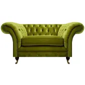 AEA Poltrona Chesterfield verde oliva imbottita mobili di design tessile 1 posto