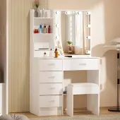 Sonstiges Tavolino con illuminazione e sgabello bianco 80x34x130cm