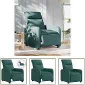 The Living Store Recliner elettrico in tessuto verde scuro