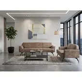 AEA Couchgarnitur 3-Sitzer-Sofa 2-Sitzer-Sofa Leder Beige Modern