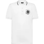Plein sport Polo a maniche corte in cotone con colletto classico e logo a contrasto