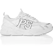Plein sport Sneakers basse in pelle e mesh con monogramma a contrasto