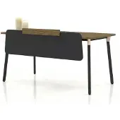 JVmoebel Scrivania marrone con finitura effetto legno scuro e paravento integrato